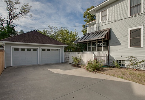 Freshly painted house and garage