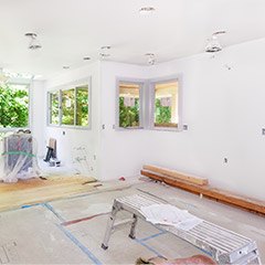 Interior walls primed for painting