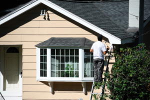 a homeowner painting their home